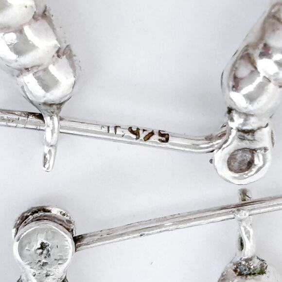 Vintage Sterling Silver 925 3.5cm Ribbed Teardrop Hoop Earrings - Picture 4 of 6